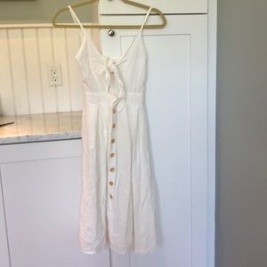 Tie front thin strap white summer dress